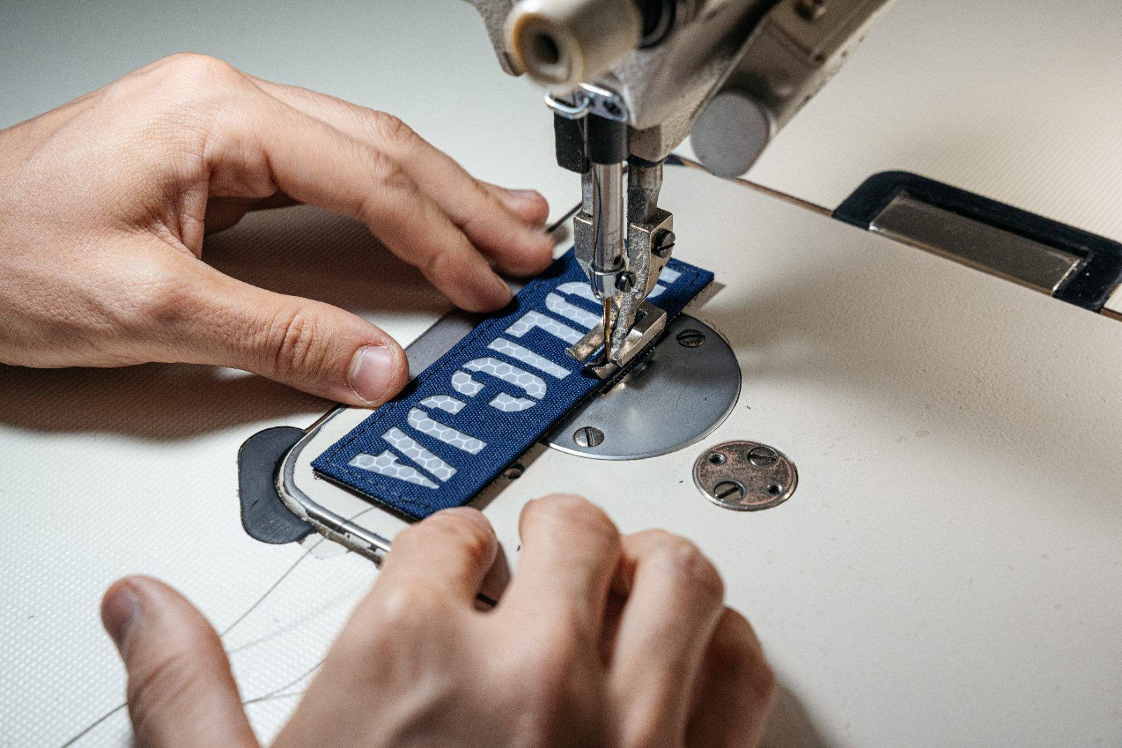 Machine stitching a patch